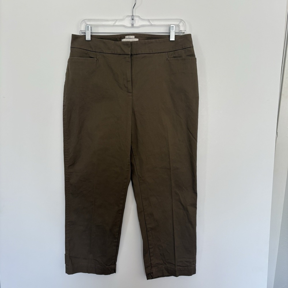 Talbots Curvy Straight Leg Ankle Pant 10 Olive Green Business & Smart Casual